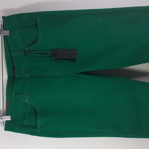 Reve Jeans LSC101 Kelly Green Skinny Ankle Cut Low Rise Size 9 Capris Rolled Hem - Picture 2 of 16